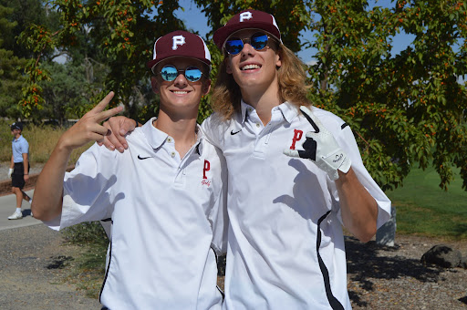 Hunter Wagner and Stewart Nowak posing before the JV tournament