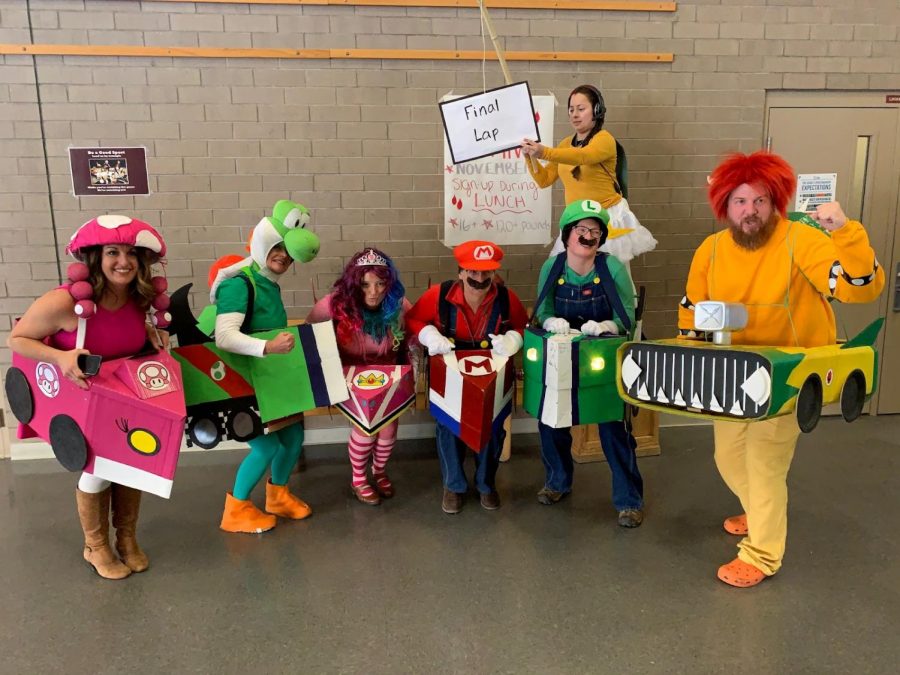 Our teachers dressed up for the contest as Mario Carts. 
