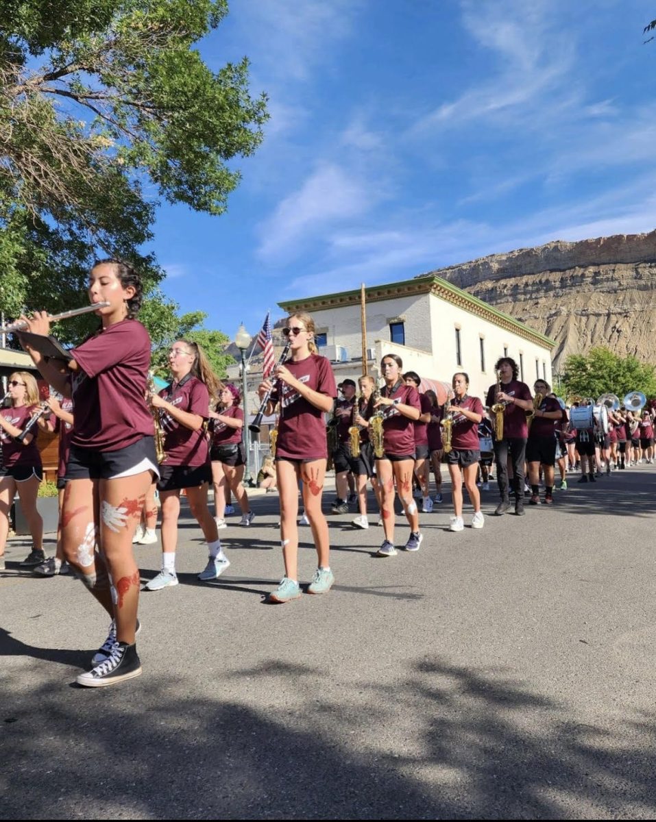 The Palisade marching band performing at the Peach Fest parade this past weekend. Photo credit: Evan Edwards