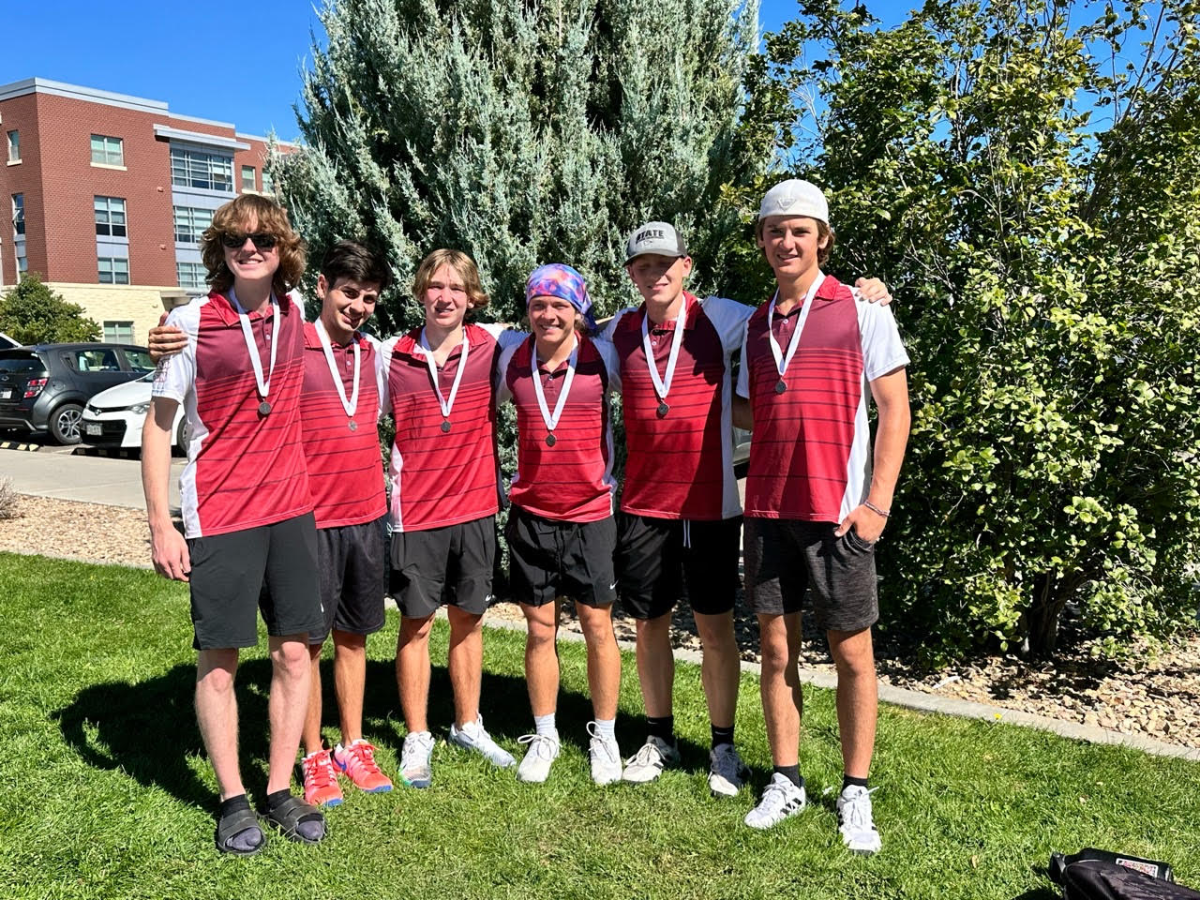 Owen Bickham, Ethan Tregilgas, Joseph Kirschenmann, Andrew Kirschenmann, Canaan Ross, and Caleb Blanck after taking second place in Regionals.
Photo provided by Jodi Young