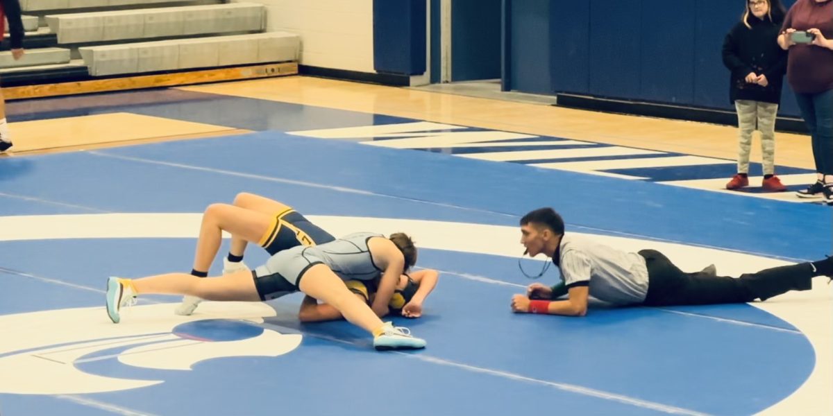 Violet Gray wrestling last year at Fruita Monument High School.
Photo provided by Violet Gray.