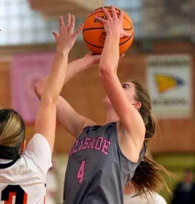 Addie Ritterbush shooting the ball in a game against Grand Junction last week. Photo provided by Addie Ritterbush. 