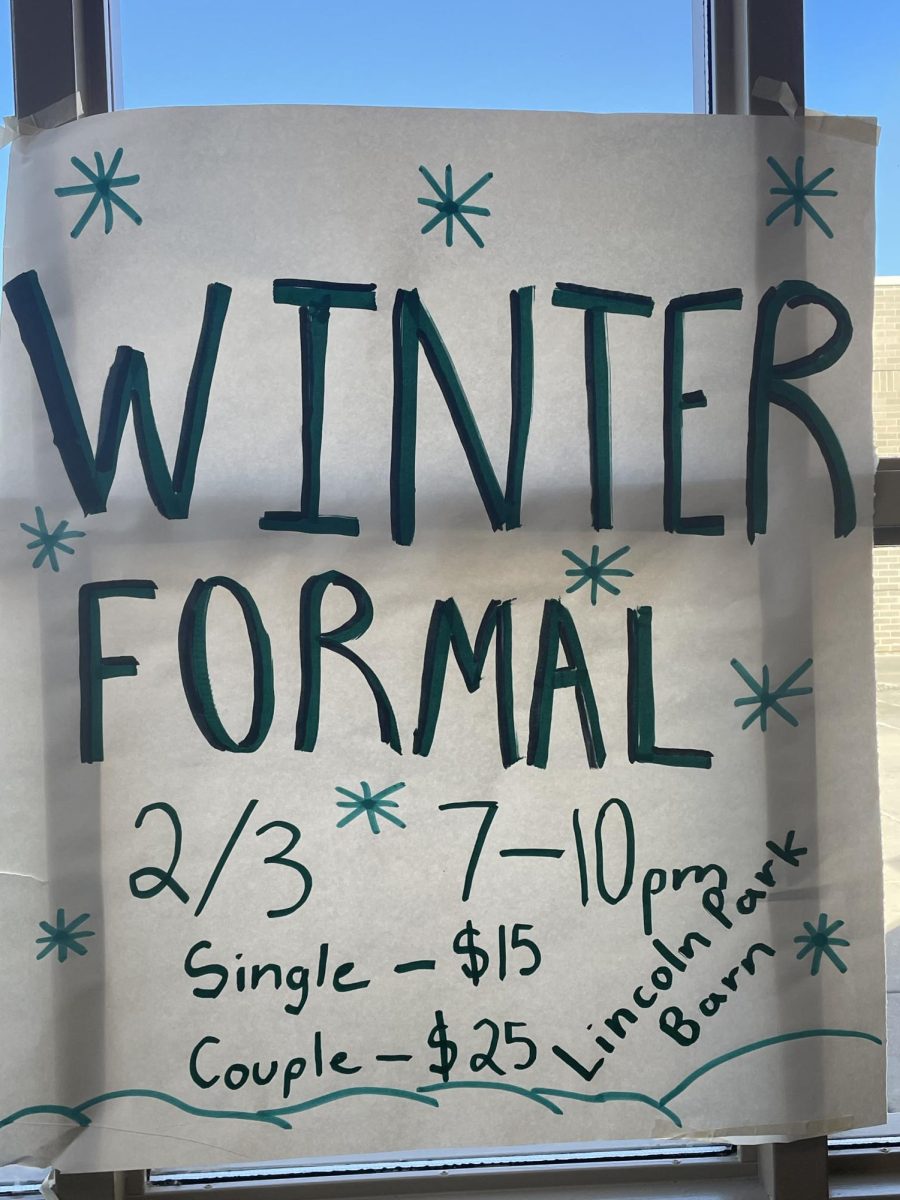 Winter Formal Poster at the end of Dog Run.