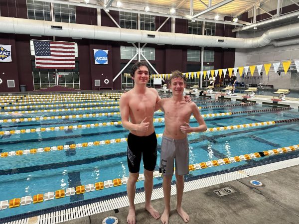 Sophomore Ian Shiao and Freshman Dominic Hurd after completing their test set.
Photo provided by Ian Shiao. 