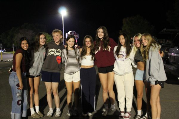 Seniors Brittany Villa-Valenzuela, Sarah Foster, Blake Larson, Ema Babnic, Harper King, Grace McAnany, Morgan Montgomery, Liz Phillips, and Sami MacDonald at their first last drive-in.