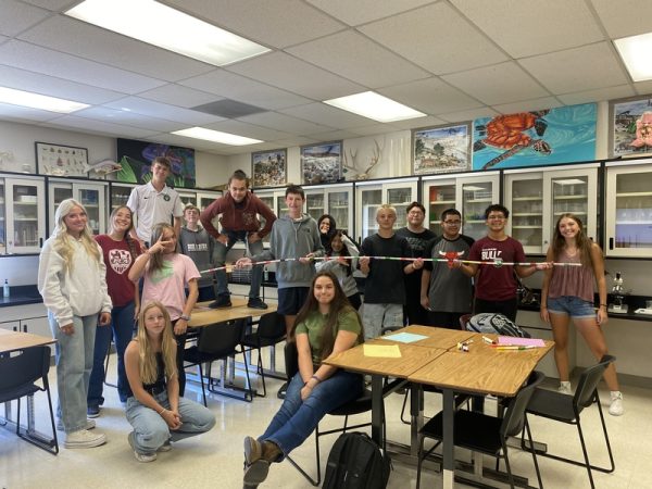 Ms. Stout’s AM class with their D.O.G.S. Senior Joey Smith and Junior Leah Talbott.  Photo provided by Joey Smith.