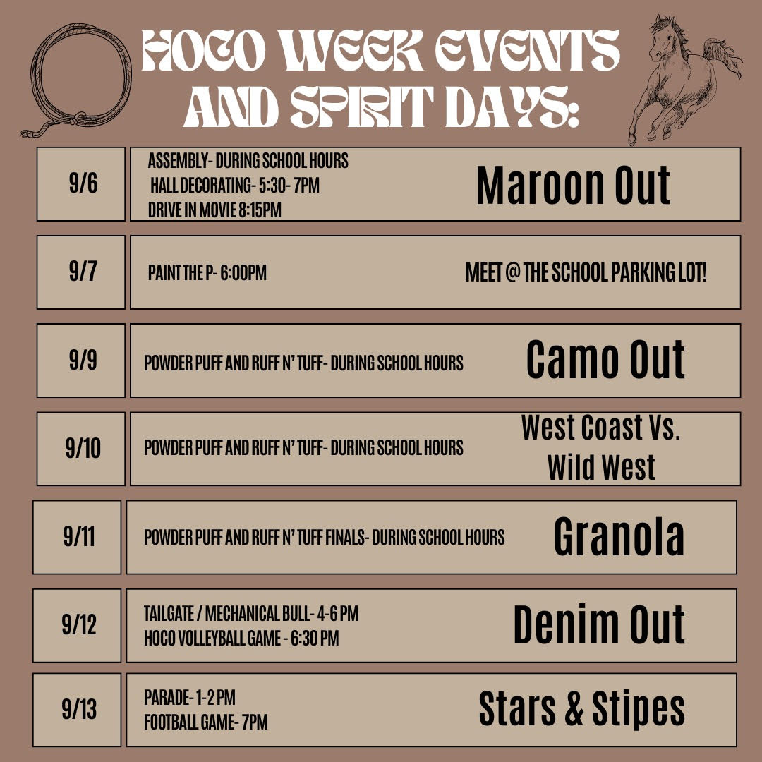 Hoco Week Events and Spirit Days