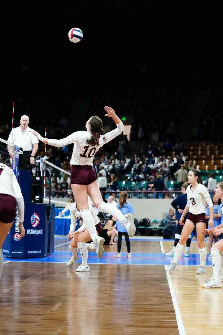 Sabrina Landman getting ready to spike a ball. Photo provided by Sabrina