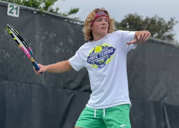 Andrew Kirschenmann getting ready for a forehand. Photo provided by Andrew.