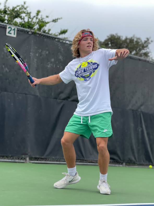 Andrew Kirschenmann getting ready for a forehand. Photo provided by Andrew.