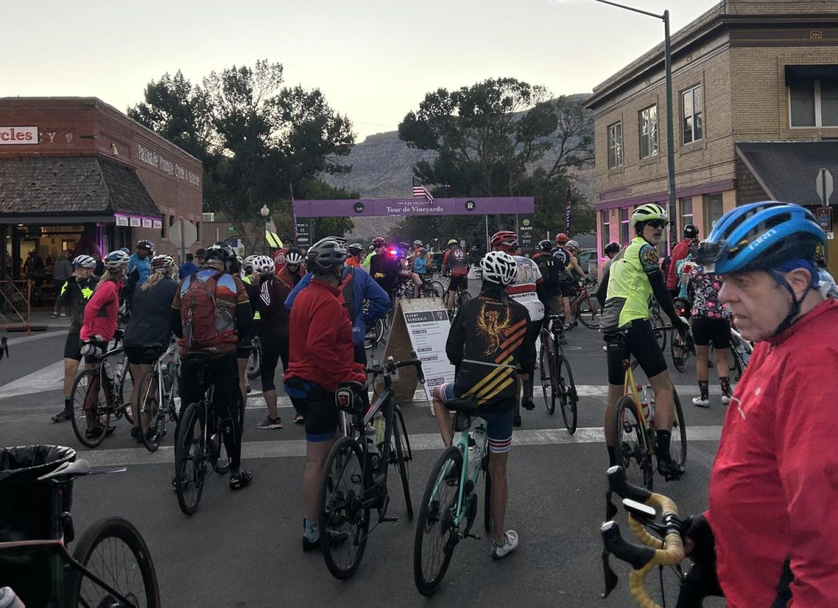 Bikers preparing for the annual Winefest ride. Photo by Brielle Sorensen.