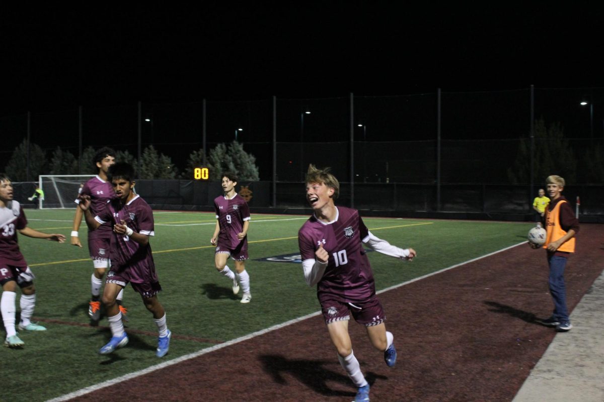 Sophomore Cy Hobbs after scoring the first goal of the game.