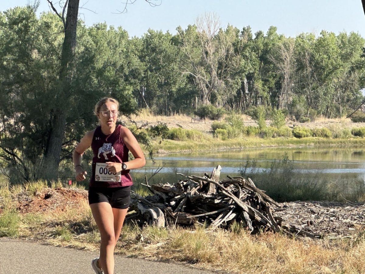 Brielle Sorensen running at the Connected Lakes race. Photo provided by Brielle Sorensen.