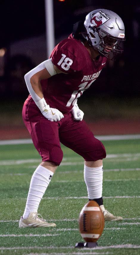 Cade Carter in position getting ready for a kickoff. 
Photo provided by Cade