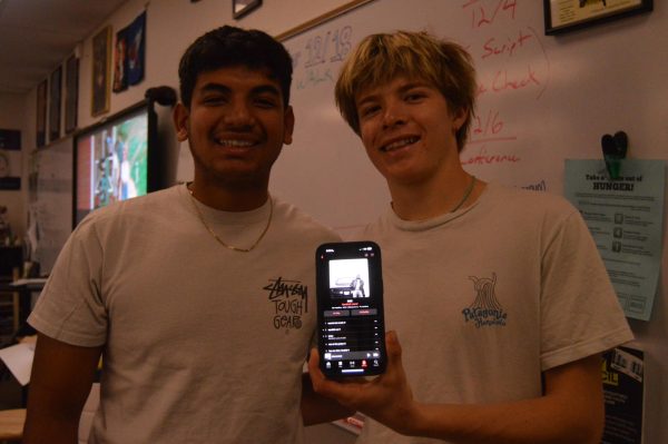 Seniors Ronny Cordova and Rowan Ferguson showing off their favorite track, "gloria".