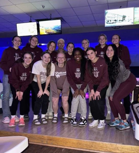 Palisade Girls Basketball group photo while bowling during the weekend of the Roaring Fork Tournament. Photo provided by Kyra Birch