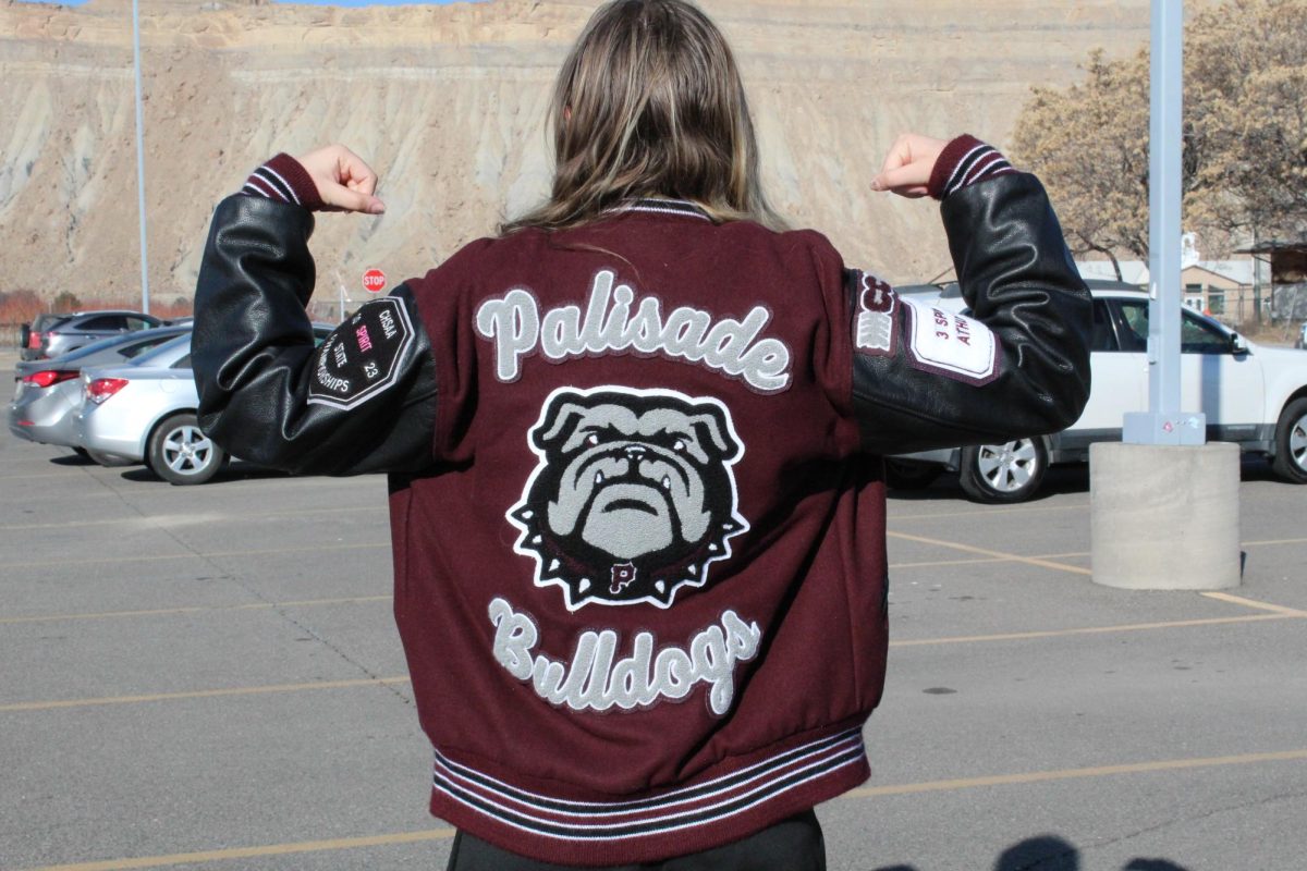 Brielle Sorensone with her letterman jacket.