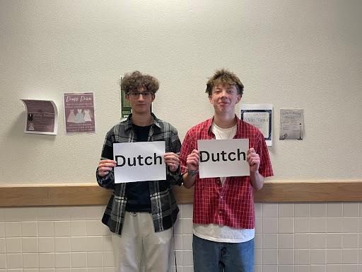 Cy Hobbs and Jack Sechrist posing as "Dutch Bros"