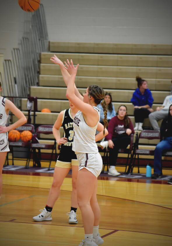 Kyra Birch on the line shooting a free throw. Photo provided by Birch