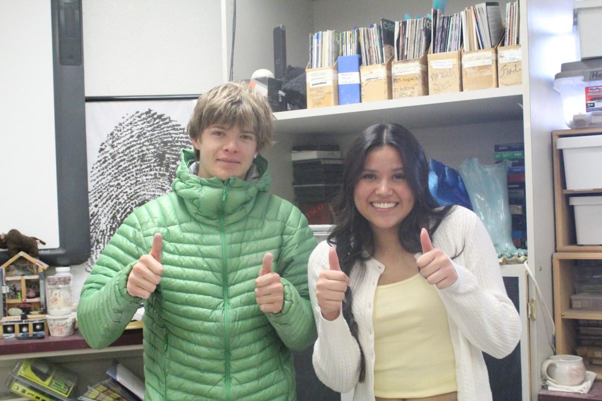 Seniors Rowan Ferguson and Brittany Villa Valenzuela rocking thumbs up for their qualifications in NCECA.