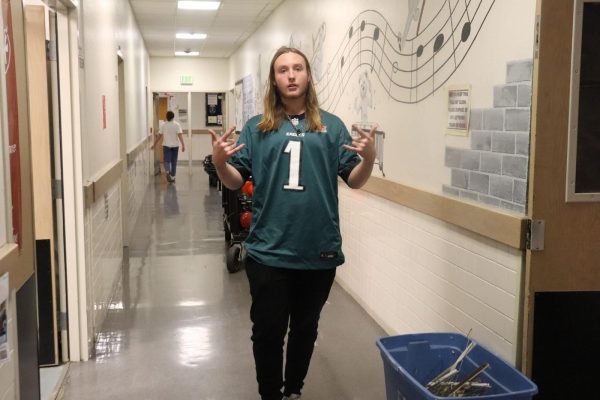 Calin Baty with an eagles jersey on. 