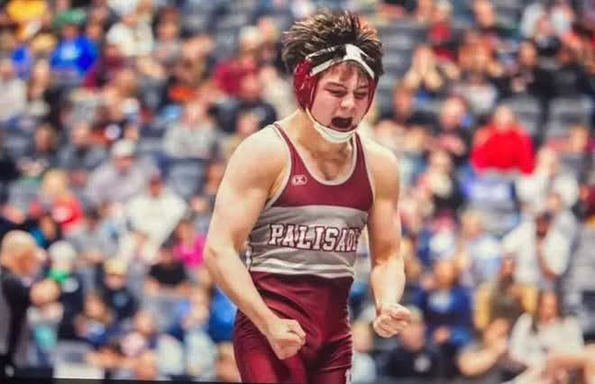 Kadin Mulford getting hyped at the Colorado 4A State Championships of his Freshman year. 