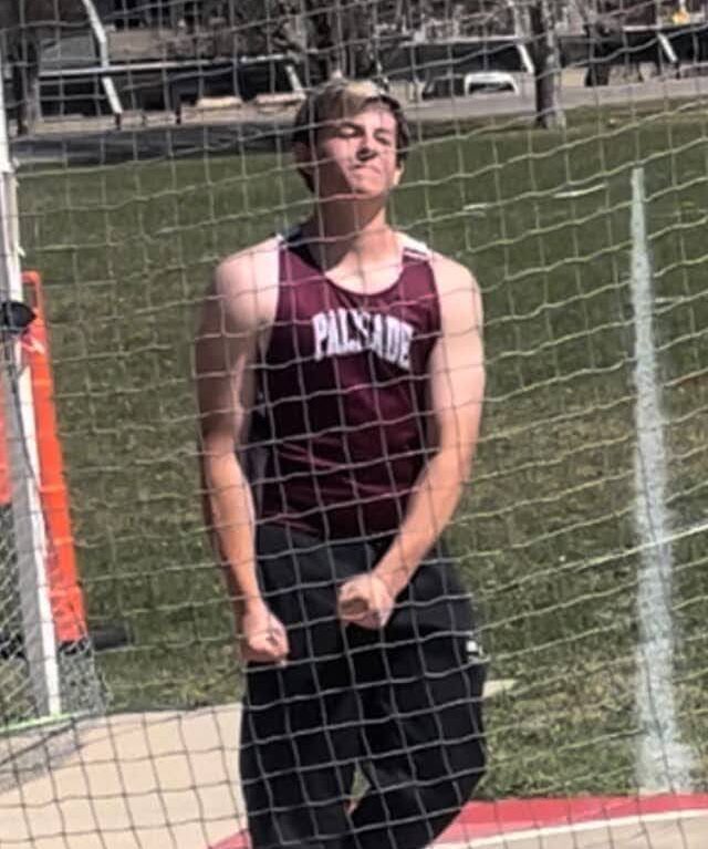 Gavin Parker during a throw at a meet. 