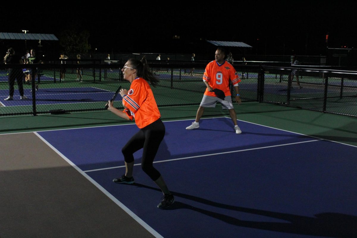 Assistant Principal Mrs. Caster participating in the 2024 FCCLA Pickleball Tournament alongside former Palisade High School Assistant Principal Mr. Hayward.