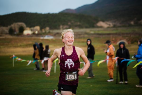 Hank Deford finishing the cross country regionals race.