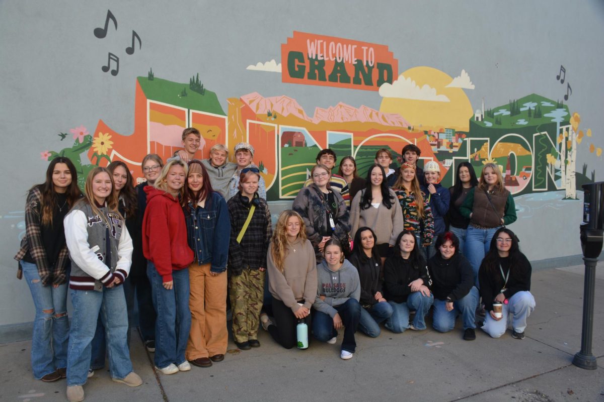IB Seniors, Juniors, and the Advanced Art class come together for a group picture.