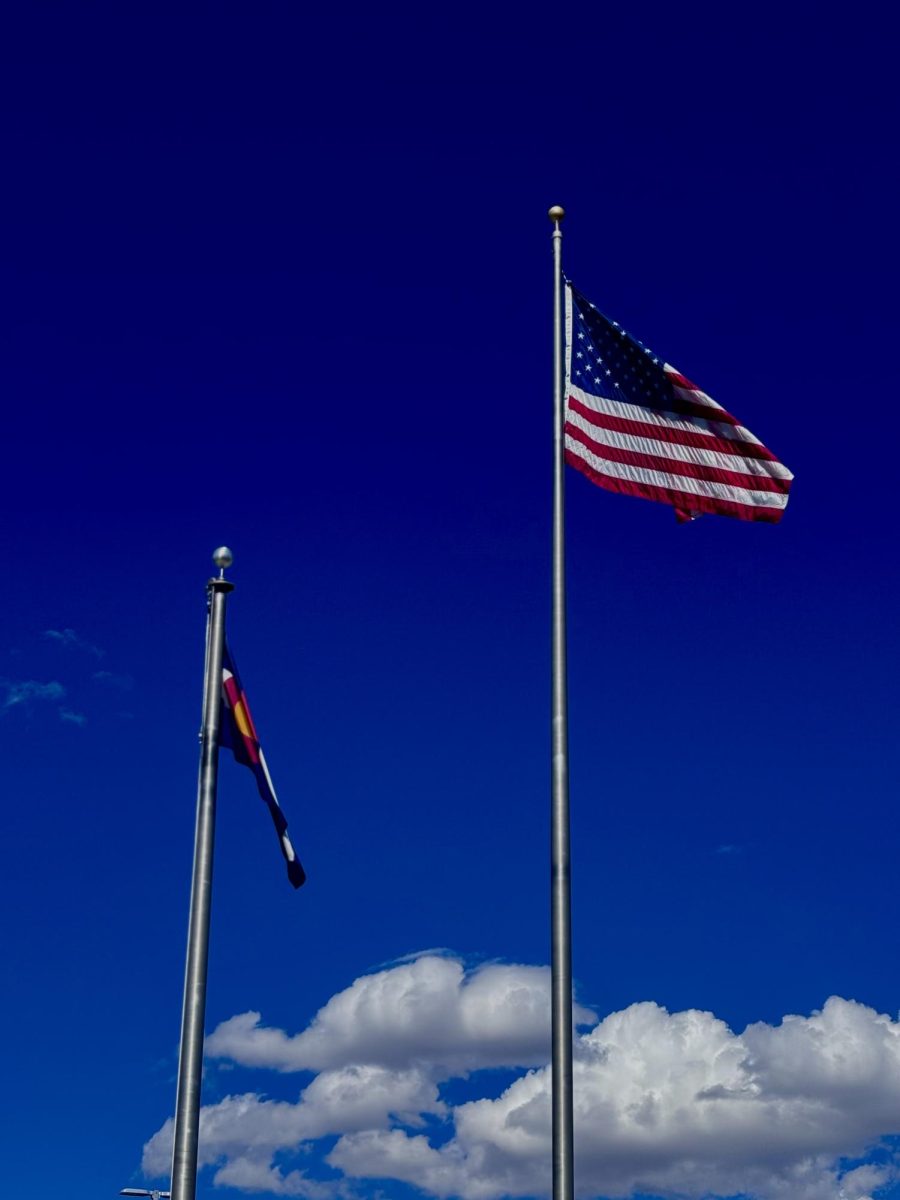 Picture of the flag pole out front of Palisade high school