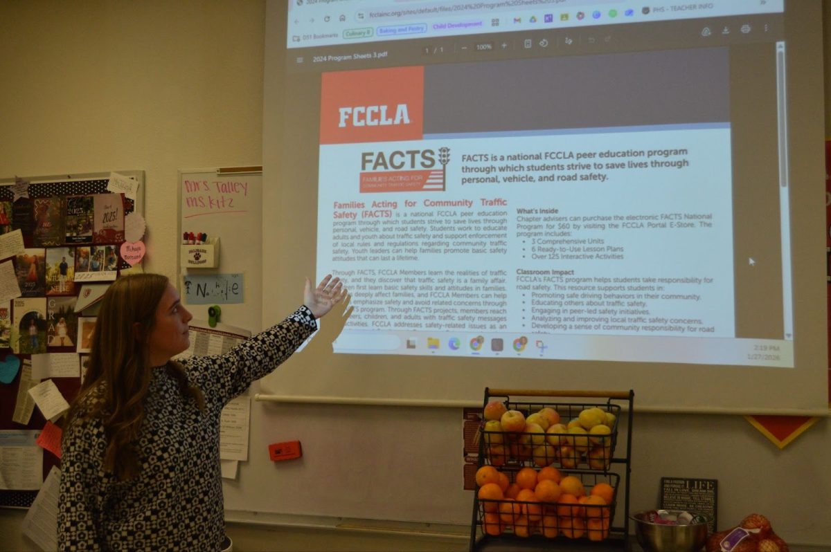 Ms. Kitz, teaching a FCCLA centered lesson regarding traffic safety.