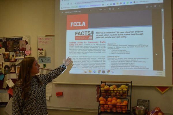 Ms. Kitz, teaching a FCCLA centered lesson regarding traffic safety.