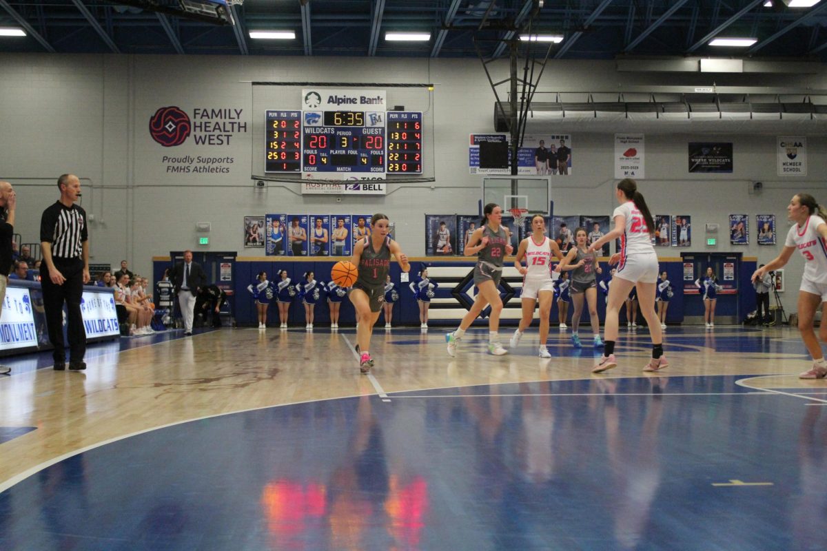 Photo of Junior Gracie Cooper running with the ball to make a shot.