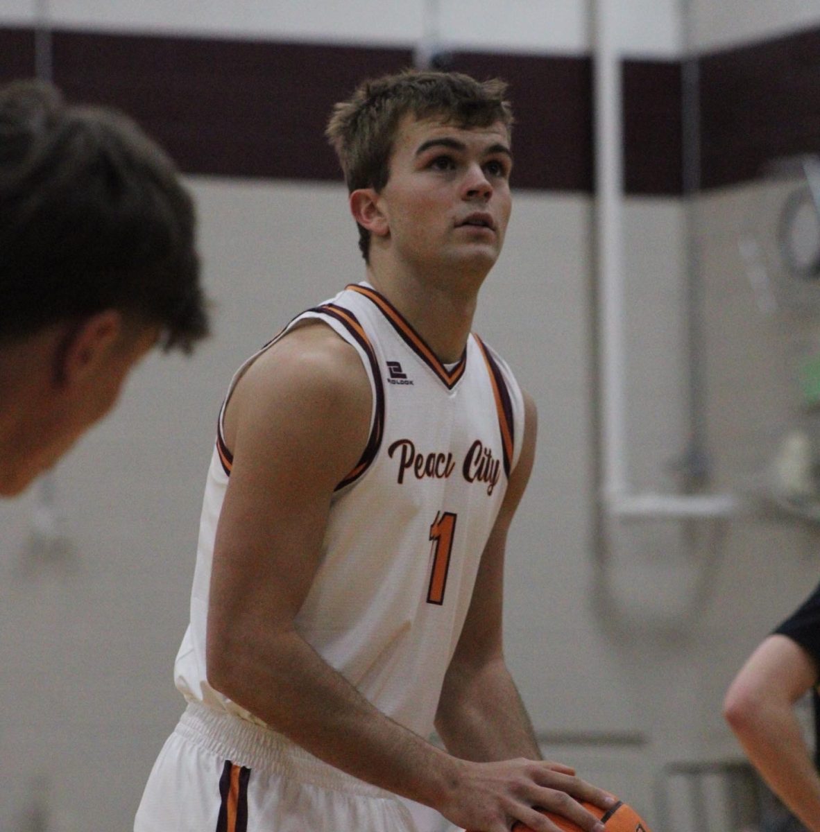 Senior Branson Springer shooting a free throw