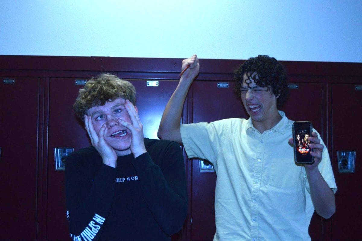 Huxley Peak and Ryan Davis recreating scenes from Scream