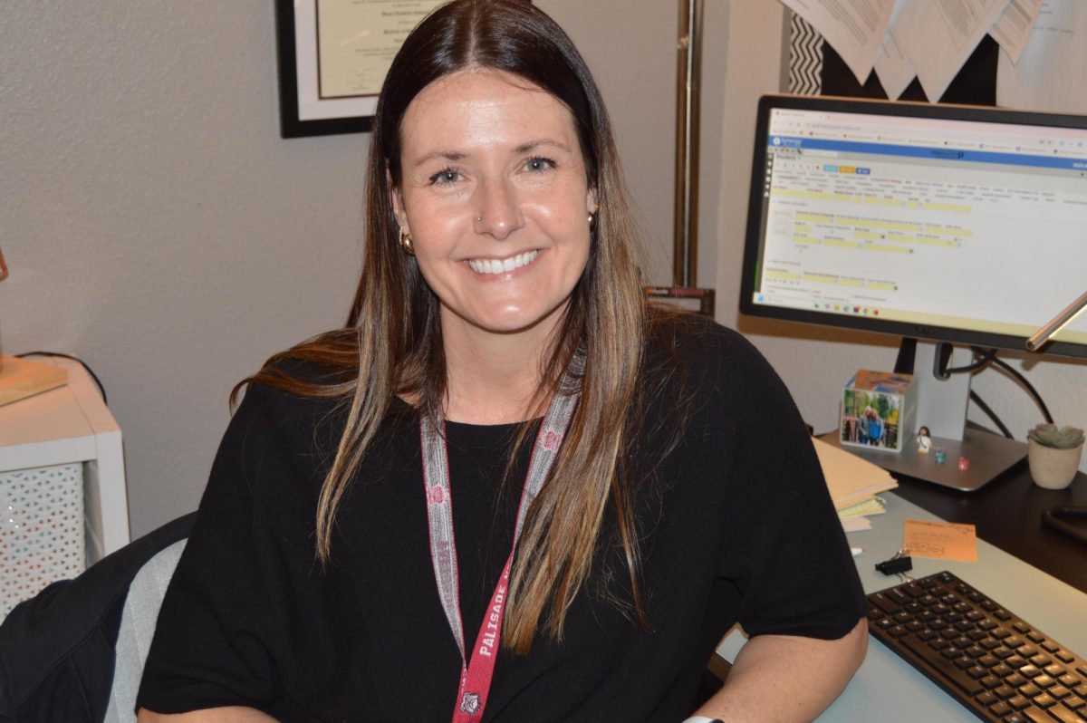 Palisade High School counselor Mrs. Cameron in her office