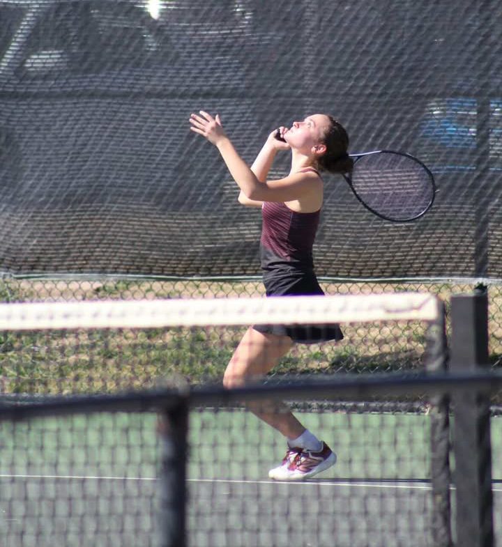 Senior Haley Ammons playing against the Montrose Red Hawks in the two singles position