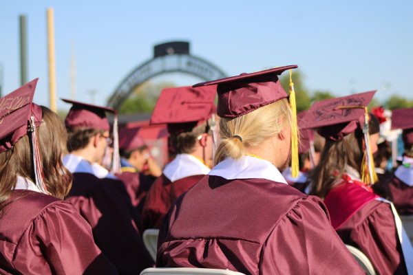 Seniors listen during the graduation ceremony.